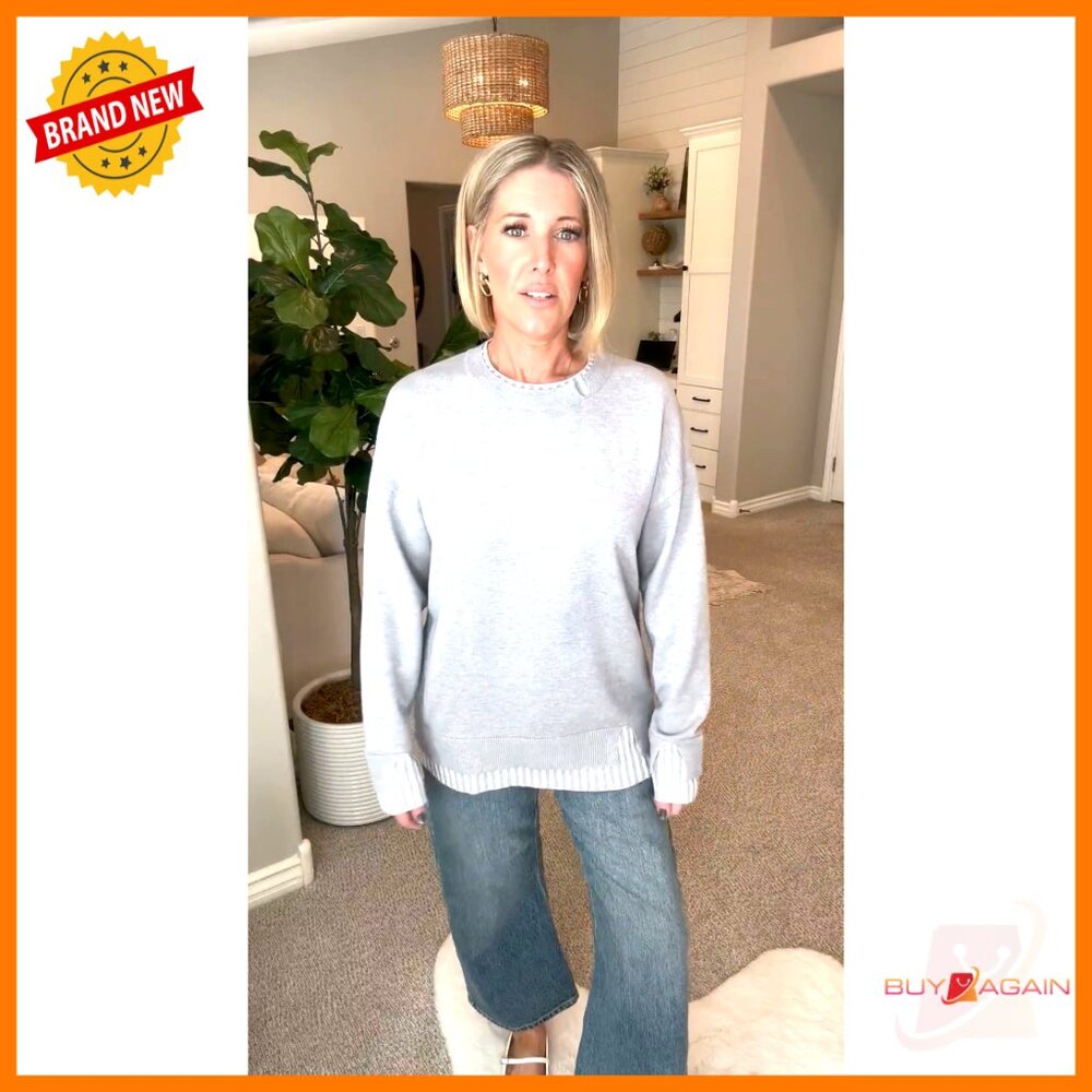 Oversized Knit Pullover Patchwork Ribbed Drop Sho… - image 6